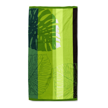 Памучна плажна кърпа Green Leaves 75x150 
