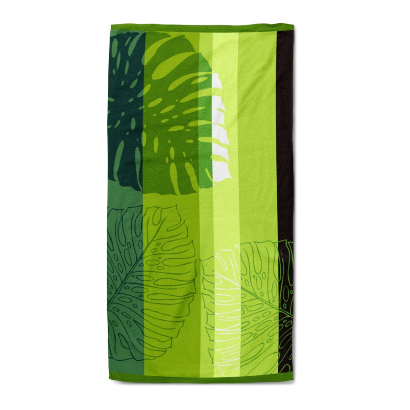 Памучна плажна кърпа Green Leaves 75x150 