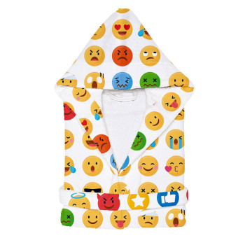 Детски халат за баня с принт Emoji 2