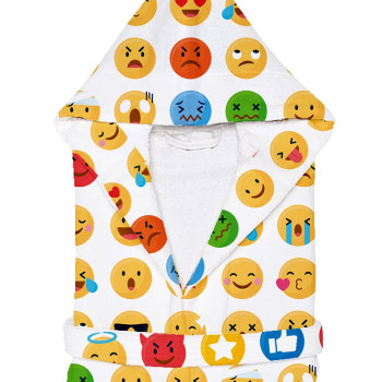 Детски халат за баня с принт Emoji 2