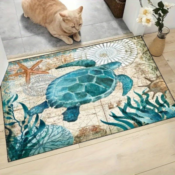 Килимче с размер 60x90 см за баня или дом с мотив костенурка