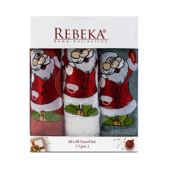 Комплект 3 броя коледни кърпи в кутия Santa Claus