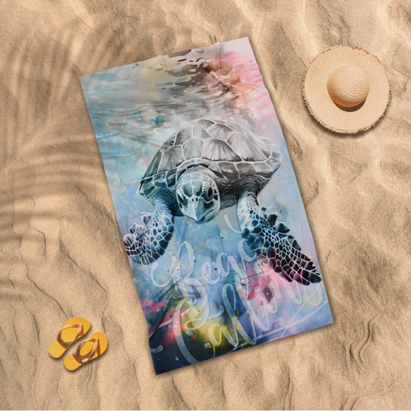 Памучна плажна кърпа Turtle – очарователна костенурка за весели летни мигове