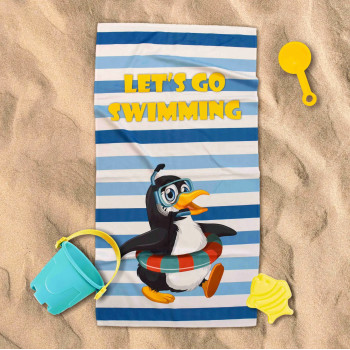 Детска плажна кърпа Penguin – игрив пингвин за лятно настроение