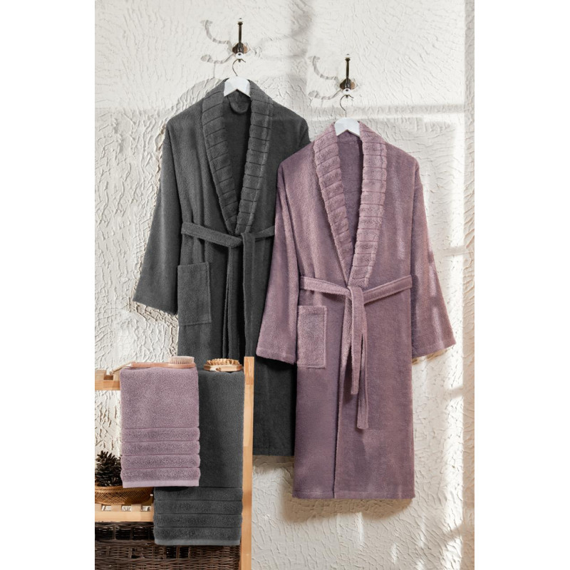 Двоен хавлиен комплект Карла в пепел и антрацит – контрастен стил за банята
