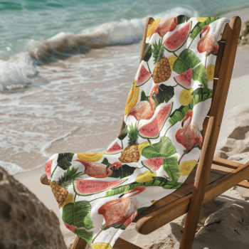 Памучна плажна кърпа Tropic Flamingo – пъстър рай с екзотичен привкус
