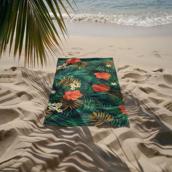 Памучна плажна кърпа Tropic – свежи тропически мотиви за слънчево настроение