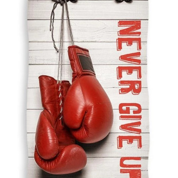 Памучна плажна кърпа Never Give Up Boxing – за спортен дух и лятно настроение