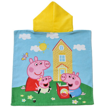 Памучно плажно пончо Peppa Family за малки почитатели