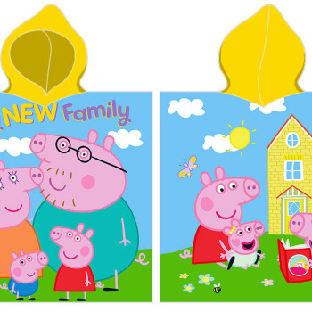 Памучно плажно пончо Peppa Family за малки почитатели