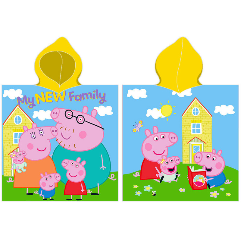 Памучно плажно пончо Peppa Family за малки почитатели