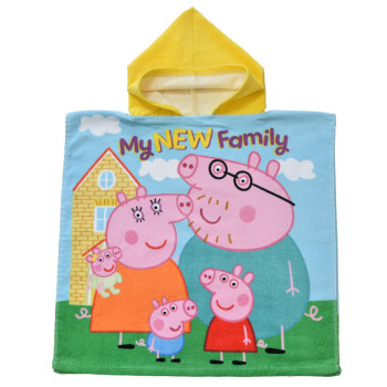 Памучно плажно пончо Peppa Family за малки почитатели