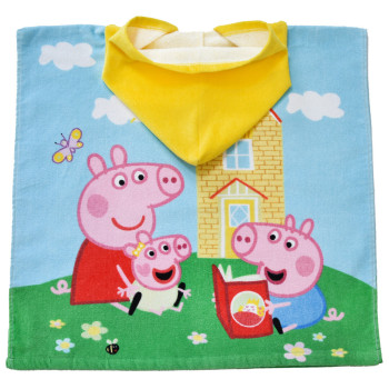 Памучно плажно пончо Peppa Family за малки почитатели