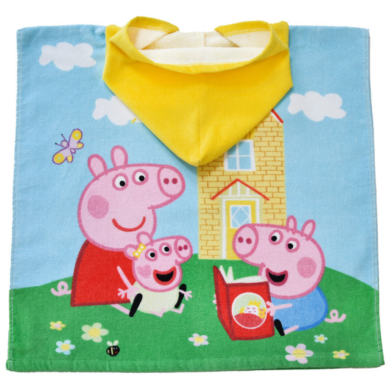 Памучно плажно пончо Peppa Family за малки почитатели